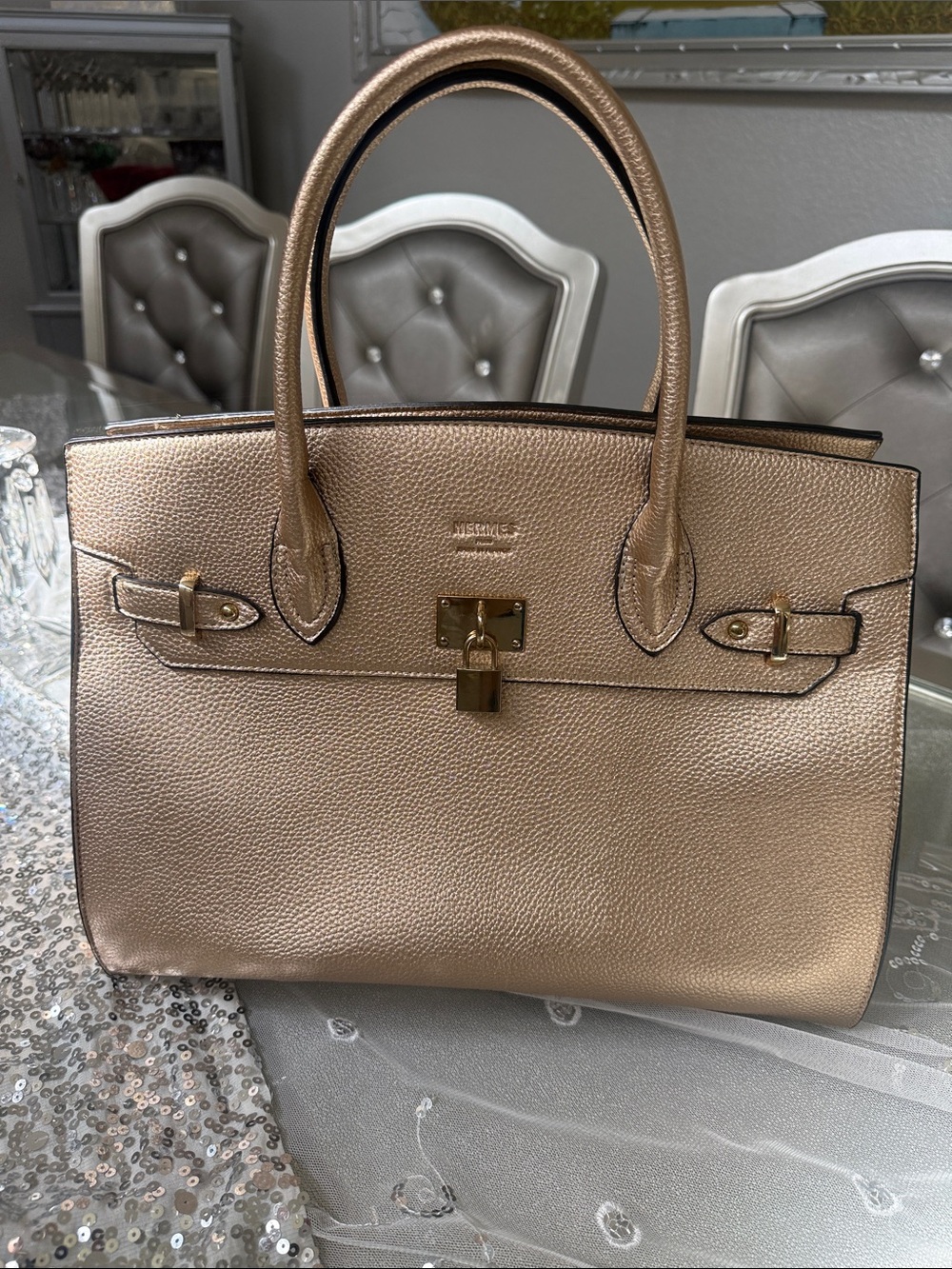 Gold Metallic Satchel Brand New
